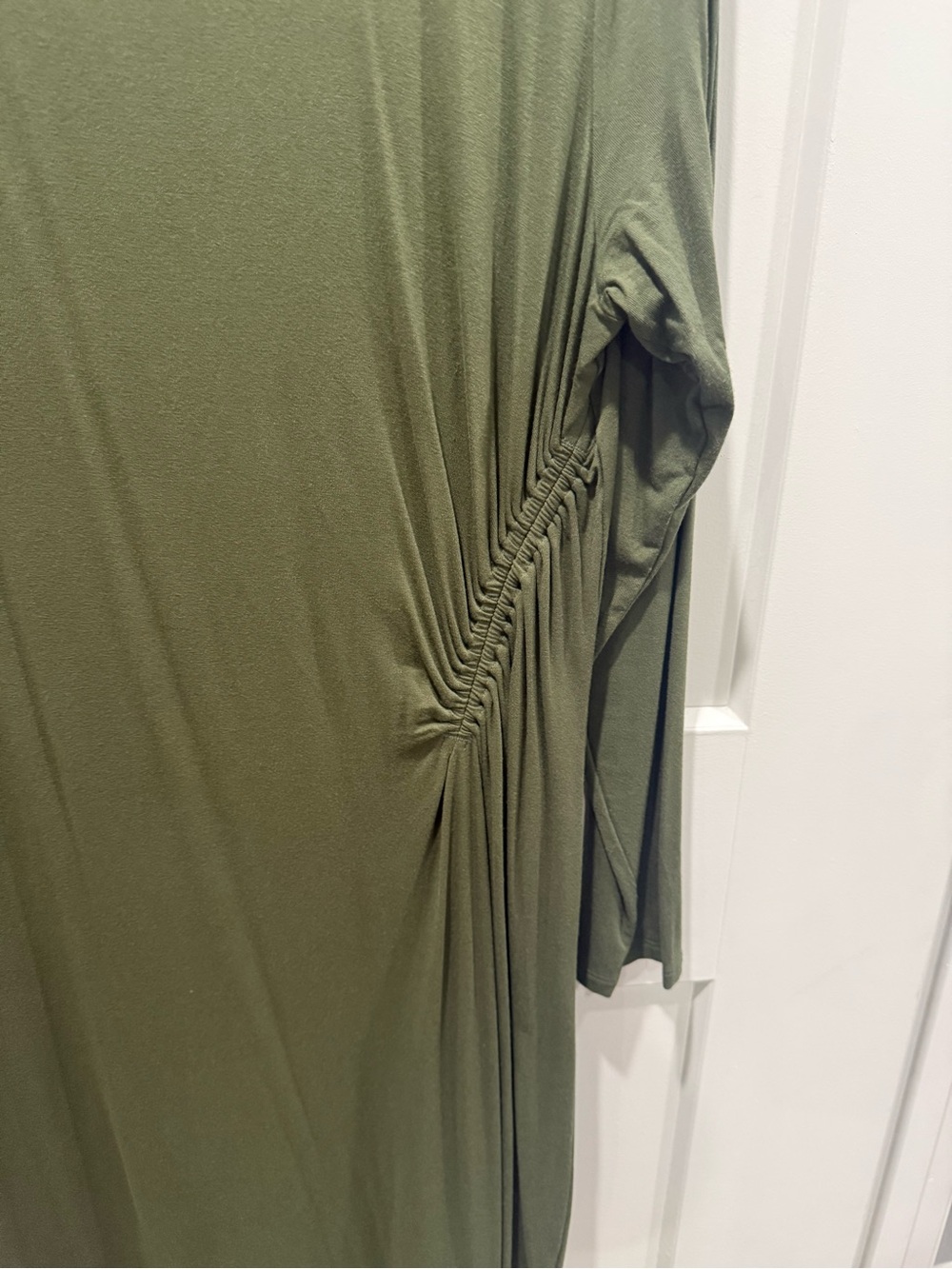 Olive Green Time & Tru Ruched Midi Dress - Picture 3 of 6